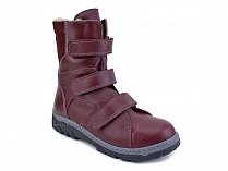 285б (22-31) Аквелла (Akwella), ботинки  детские ортопедические с высоким берцем, демисезонные, ворсин, кожа, бордовый в Владивостоке