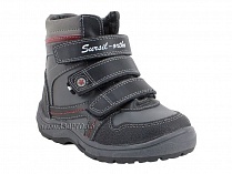 А43-037 Сурсил (Sursil-Ortho), ботинки детские ортопедические с высоким берцем, зимние, натуральный мех, кожа, черный, красный в Владивостоке