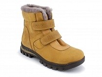 02-035-477 Джойшуз (Djoyshoes) ботинки зимние детские ортопедические профилактические, кожа, натуральный мех, горчичный в Владивостоке