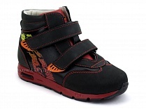 092-11 Бос (Bos), ботинки детские ортопедические профилактические, не утепленные, кожа, нубук, черный, красный в Владивостоке