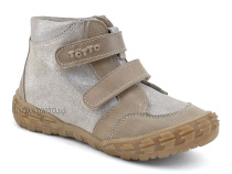 201-191,138 Тотто (Totto), ботинки демисезонние детские профилактические на байке, кожа, серо-бежевый в Владивостоке