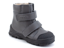 3381-721 Тотто (Totto), ботинки детские утепленные ортопедические профилактические, байка, кожа, серый в Владивостоке