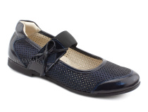 0015-500-0076 (37-40) Джойшуз (Djoyshoes), туфли Подростковые ортопедические профилактические, кожа перфорированная, темно-синий  в Владивостоке
