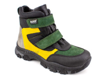 088-111-282-450 (31-36) Джойшуз (Djoyshoes) ботинки детские зимние мембранные ортопедические профилактические, натуральный мех, мембрана, нубук, кожа, черный, желтый, зеленый в Владивостоке