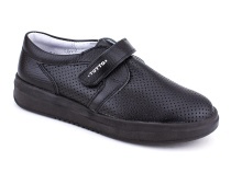 30024-701 Тотто (Totto), туфли школьные ортопедические профилактические перфорированная, кожа, чёрный в Владивостоке
