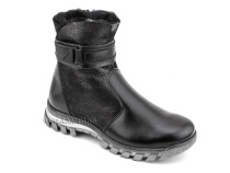 65174Ш ШагоВита (Shagovita), зимние ботинки детские ортопедические профилактические, кожа, велюр, шерсть, черный в Владивостоке