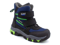 061-111-160 (26-30) Джойшуз (Djoyshoes) ботинки  ортопедические профилактические мембранные утеплённые, флис, мембрана, нубук, темно-синий, черный в Владивостоке