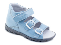 0313-9-603 Тотто (Totto), сандалии детские открытые ортопедические профилактические, кожа, голубой в Владивостоке