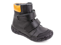 338-701,15 Тотто (Totto) ботинки детские  ортопедические профилактические, байка, кожа, черный, оранжевый в Владивостоке