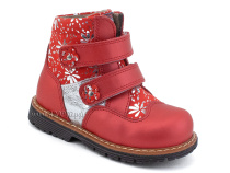 2031-13 Миниколор (Minicolor), ботинки детские ортопедические профилактические утеплённые, кожа, байка, красный в Владивостоке