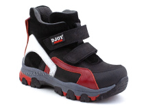 026-111-214-422-01-143 (26-30) Джойшуз (Djoyshoes) ботинки детские ортопедические профилактические утеплённые, замша, велюр, кожа, черный, красный, белый в Владивостоке